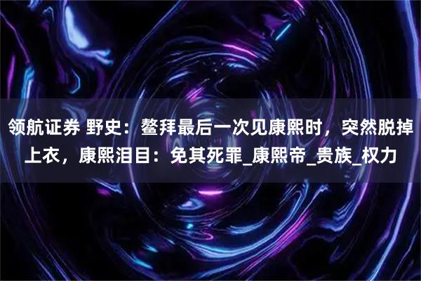 领航证券 野史：鳌拜最后一次见康熙时，突然脱掉上衣，康熙泪目：免其死罪_康熙帝_贵族_权力