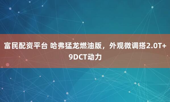 富民配资平台 哈弗猛龙燃油版，外观微调搭2.0T+9DCT动力