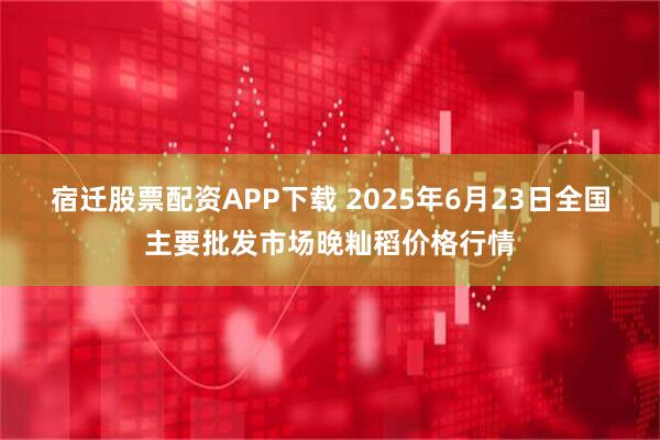 宿迁股票配资APP下载 2025年6月23日全国主要批发市场晚籼稻价格行情