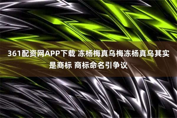 361配资网APP下载 冻杨梅真乌梅冻杨真乌其实是商标 商标命名引争议