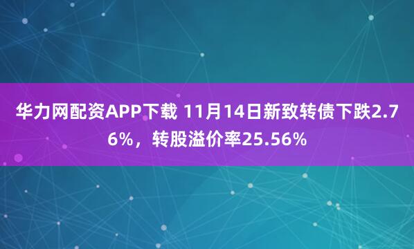 华力网配资APP下载 11月14日新致转债下跌2.76%，转股溢价率25.56%